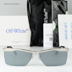 Off-White Men Sunglasses Silver Mirror Rectangle OERI095 RIMINI 7272 NEW
